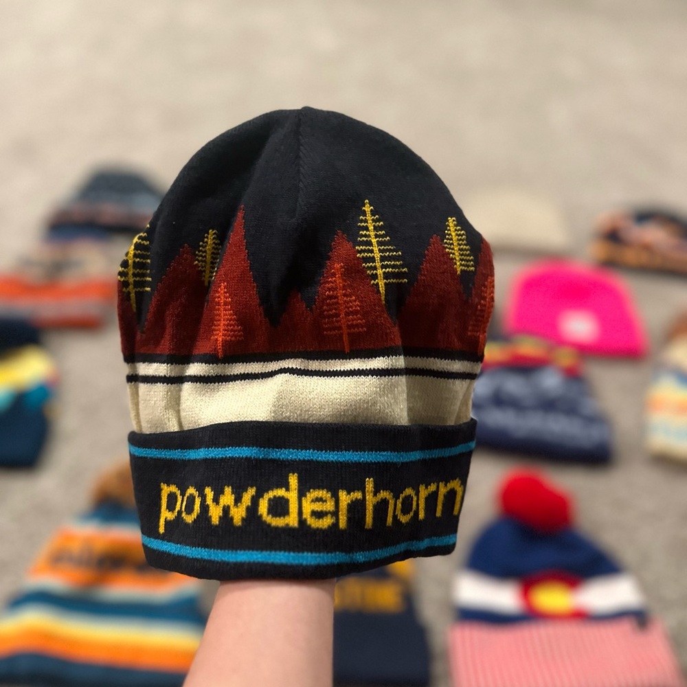 NWOT Powderhorn Black and Multicolor Knit Beanie